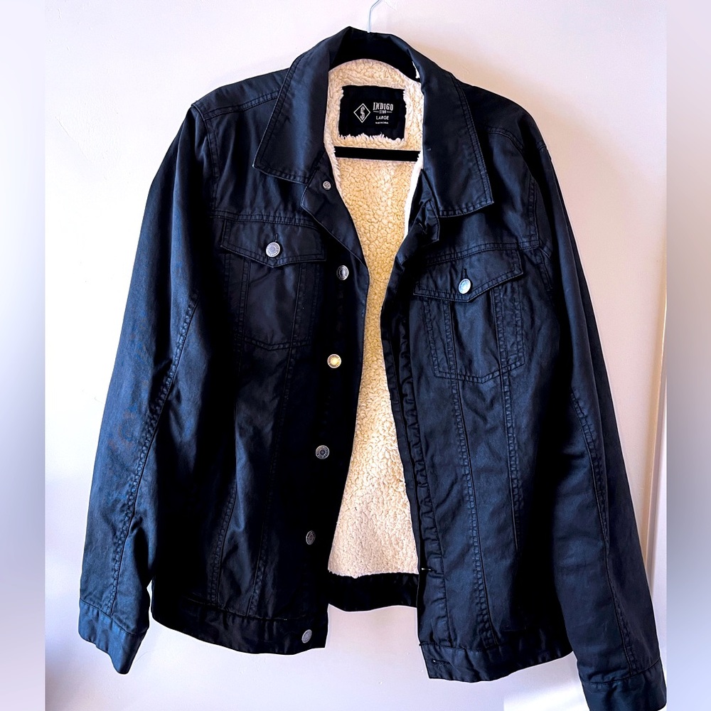 Indigo Star Women’s Black Button up winter Jacket, Sz L